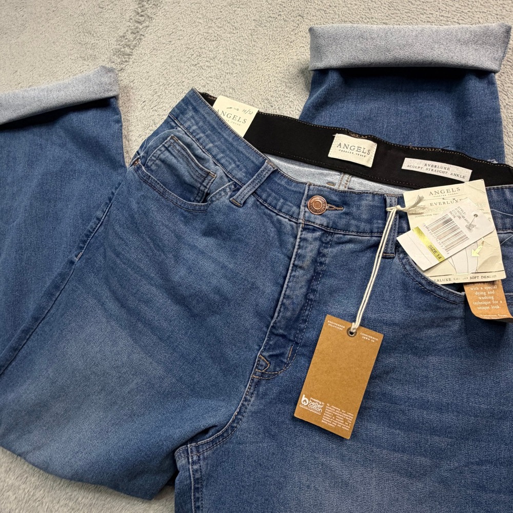 Angels Forever Young Everluxe Sculpt Straight Ankle Jeans Blue Size 14 NWT - Picture 3 of 14